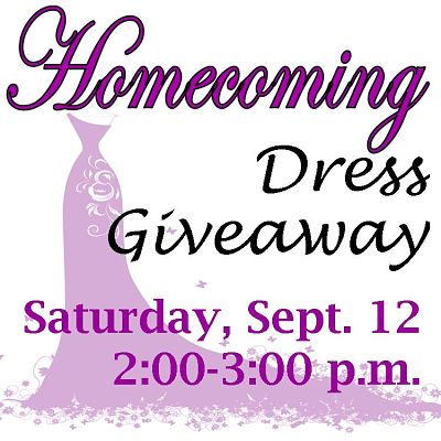 homecoming dress giveaway on september 12 from 2-3