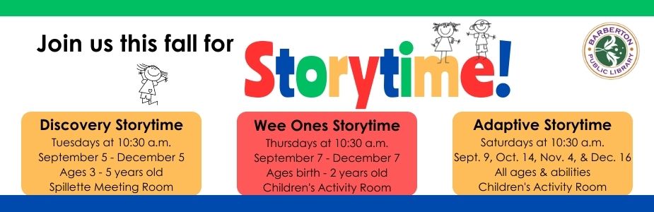 Join us this Fall for Storytime!